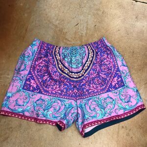 Versace Pink and Blue Patterned Athletic Shorts